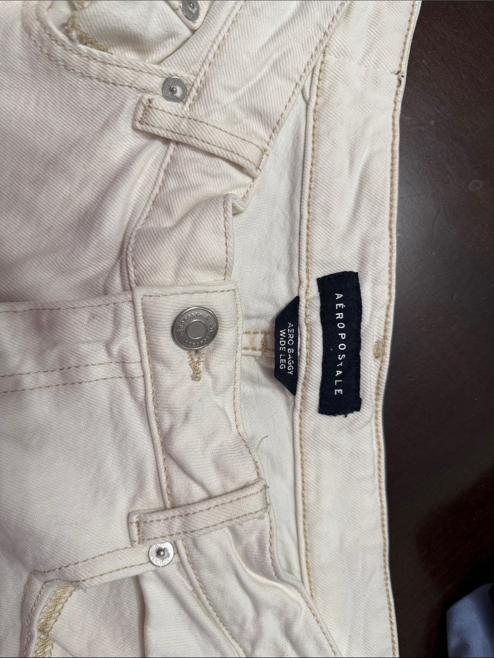 Aeropostale Women's Wide Leg Jeans - Off-White/Cream